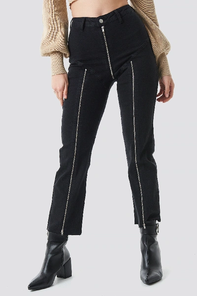 Shop Chloé Cropped Zipper Jeans Black