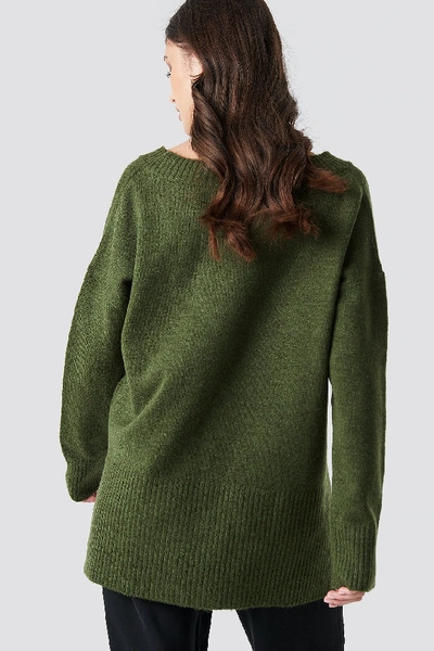 Shop Na-kd Deep V-neck Oversized Sweater - Green