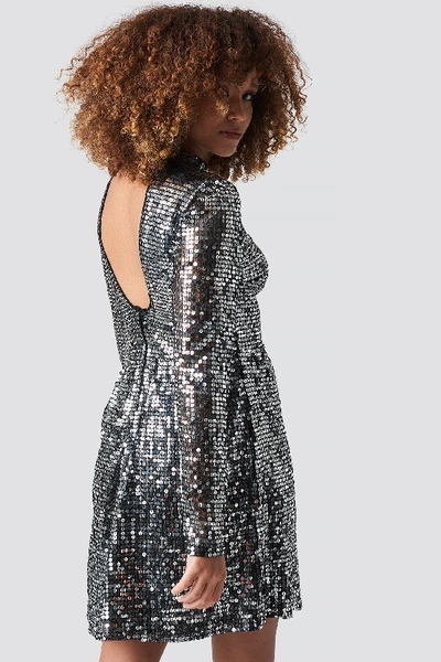 Shop Na-kd Open Back Sequins Mini Dress - Silver