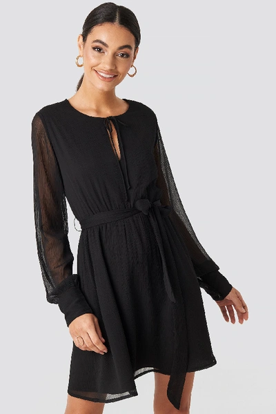 Na-kd Chiffon Belted Mini Dress - Black | ModeSens