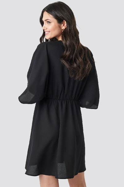 Shop Na-kd Dolman Sleeve Wrap Front Dress - Black