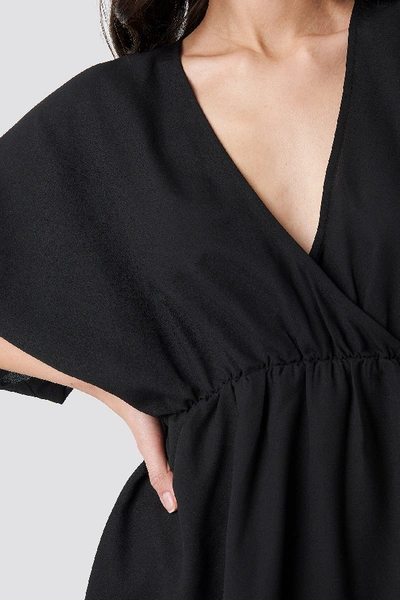 Shop Na-kd Dolman Sleeve Wrap Front Dress - Black