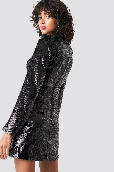Shop Na-kd Marked Shoulder Sequins Mini Dress - Black