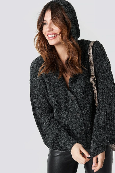 Shop Na-kd Hood Knitted Sweater - Grey