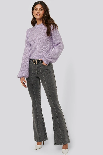 Shop Afj X Na-kd Puff Long Sleeve Sweater Purple In Lilac