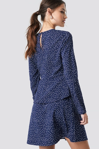 Shop Na-kd Irregular Dot Printed Flounce Dress - Blue In Blue/white Dot
