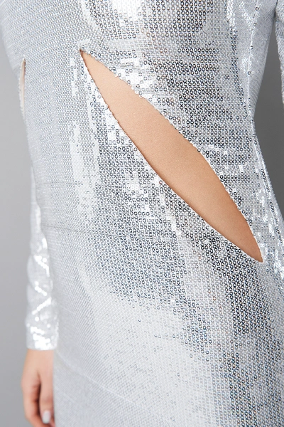 Shop Na-kd Deep V-neck Cut Out Midi Dress - Silver