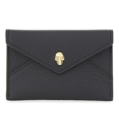 Shop Alexander Mcqueen Skull Envelope Card Holder In Black Gold