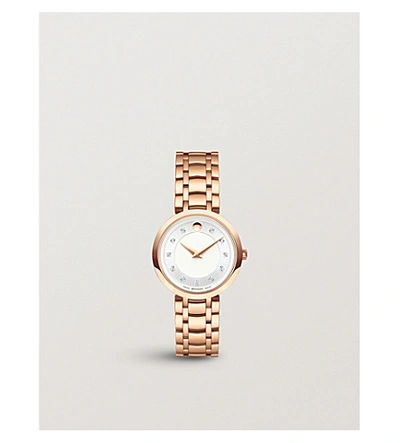 Shop Movado 607100 1881 Rose Gold-plated Stainless Steel And Diamond Watch
