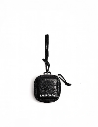 Shop Balenciaga Black Leather Logo Bag In White