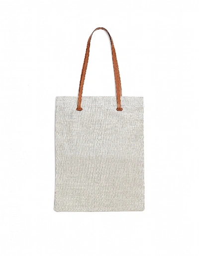Shop Jil Sander Beige Cotton & Linen Bag