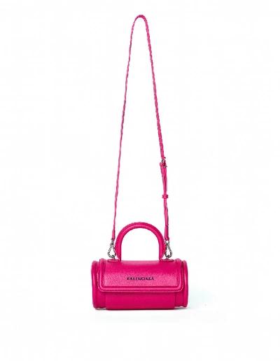 Shop Balenciaga Pink Leather Barrel Bag