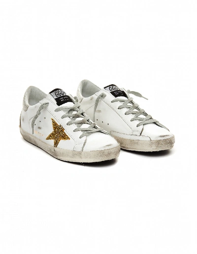 Shop Golden Goose White Leather Superstar Sneakers