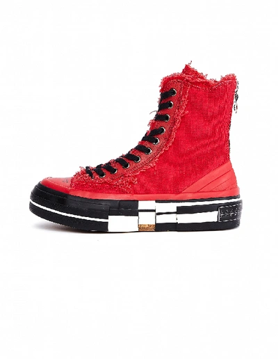 Shop Yohji Yamamoto Red Cotton High Top Sneakers