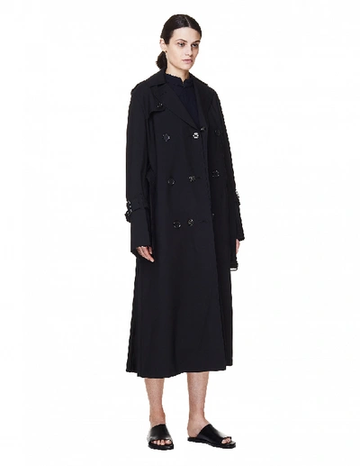 Shop Junya Watanabe Black Wool Mix Coat