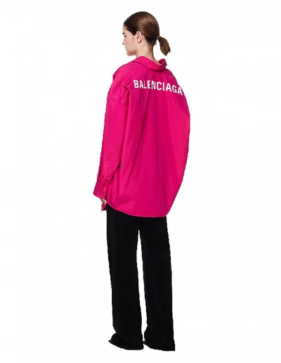 Shop Balenciaga Fuchsia Cotton Cocoon Swing Shirt In Pink