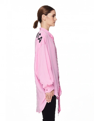 Shop Balenciaga Pink Logo Shirt