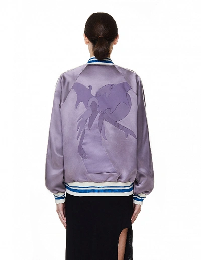 Shop Undercover Lavender Silk Bomber Jacket In Purple
