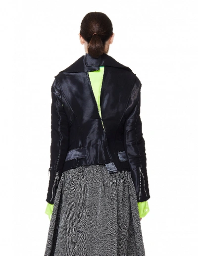 Shop Junya Watanabe Black Jacket With Neon Green Linen