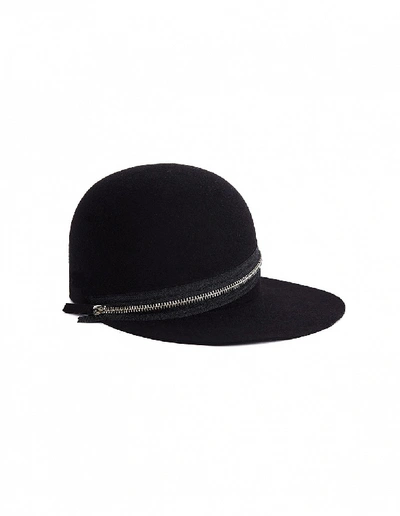 Shop Yohji Yamamoto Black Wool Cap