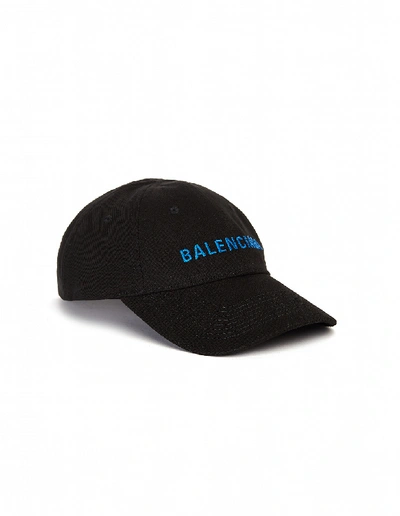 Shop Balenciaga Black Cotton Embroidered Cap