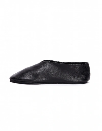 Shop Jil Sander Black Leather Slippers