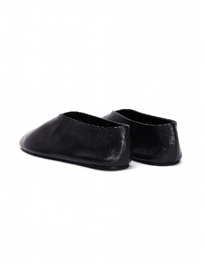 Shop Jil Sander Black Leather Slippers