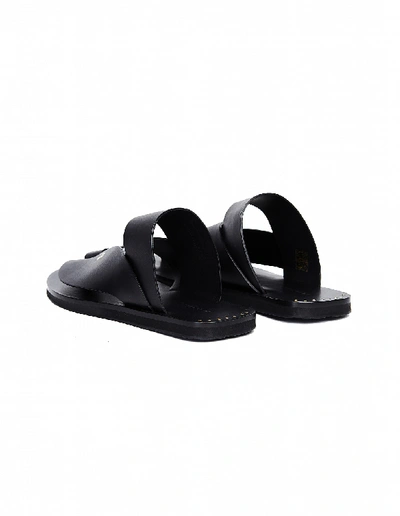 Shop Jil Sander Black Leather Sandals