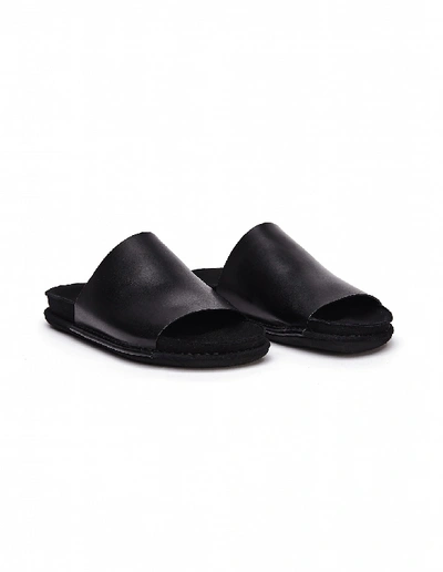 Shop Ann Demeulemeester Black Leather Slippers