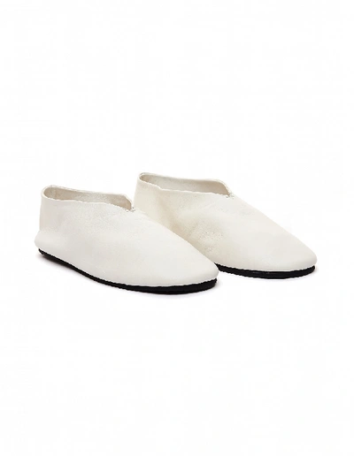 Shop Jil Sander White Leather Slippers