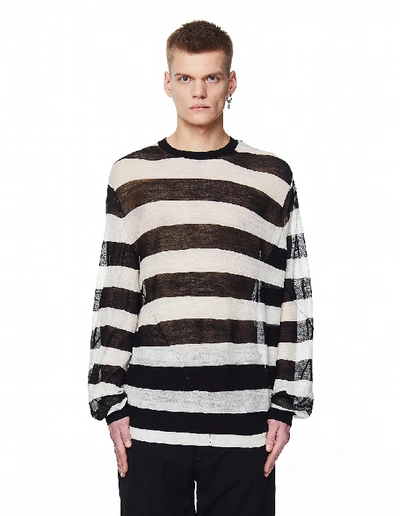 Shop Ann Demeulemeester Black & White Wool Egil Sweater In Multicolor