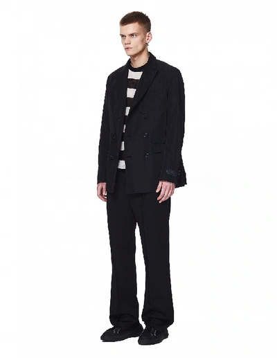 Shop Ann Demeulemeester Black & White Wool Egil Sweater In Multicolor