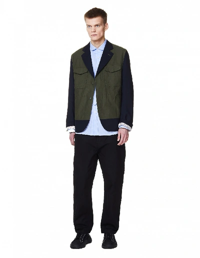 Shop Junya Watanabe Cotton Shirt With Camouflage Panels In Multicolor