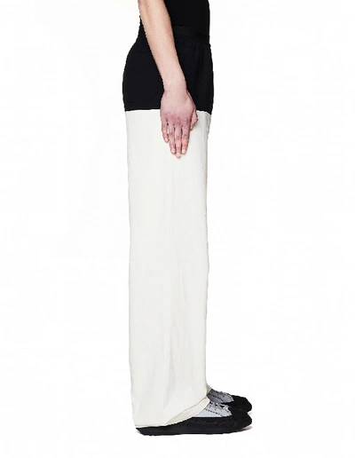 Shop Raf Simons White & Black Gabardine Wool Trousers In Multicolor