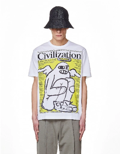 Shop Junya Watanabe Cotton Civilization Printed T-shirt In White