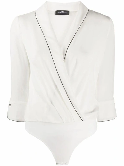Shop Elisabetta Franchi Women's White Silk Bodysuit