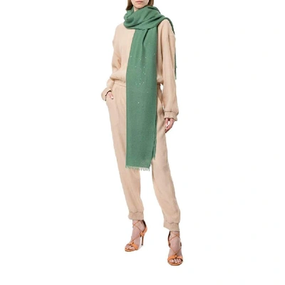 Shop Brunello Cucinelli Women's Green Cashmere Scarf