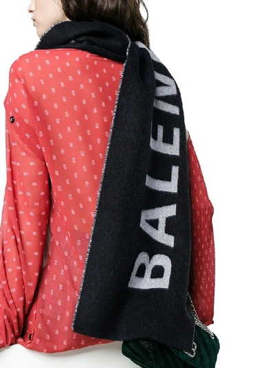 Shop Balenciaga Women's Black Wool Scarf