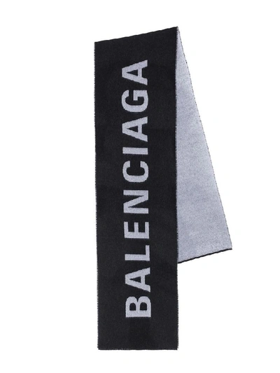 Shop Balenciaga Women's Black Wool Scarf