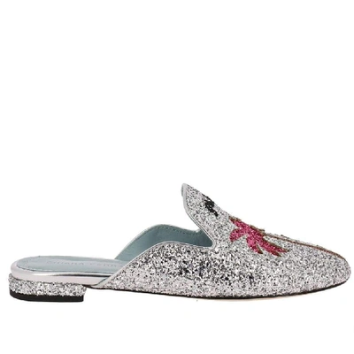 Shop Chiara Ferragni Women's Silver Glitter Sandals