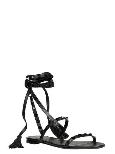 Shop Valentino Garavani Women's Black Leather Sandals