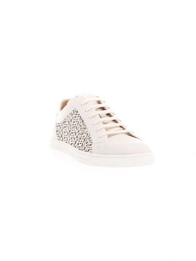 Shop Fendi White Leather Sneakers