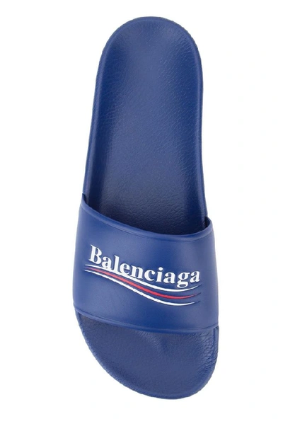 Shop Balenciaga Men's Blue Leather Sandals