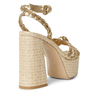 Shop Gianvito Rossi Kea Gold And Raffia Platform Sandals