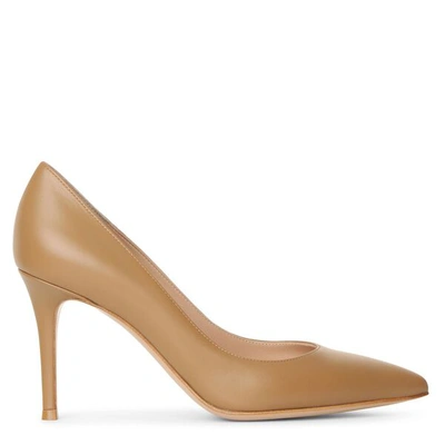 Shop Gianvito Rossi Gianvito 85 Tan Leather Pumps