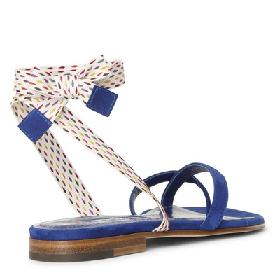 Shop Manolo Blahnik Nastrafla Blue Flat Sandals