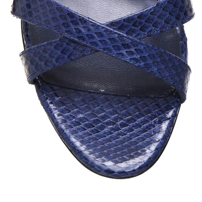 Shop Manolo Blahnik Callasli Navy Watersnake Sandals In Blue