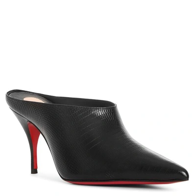 Shop Christian Louboutin Quart 80 Embossed Leather Mules In Black