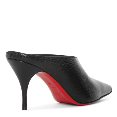 Shop Christian Louboutin Quart 80 Embossed Leather Mules In Black