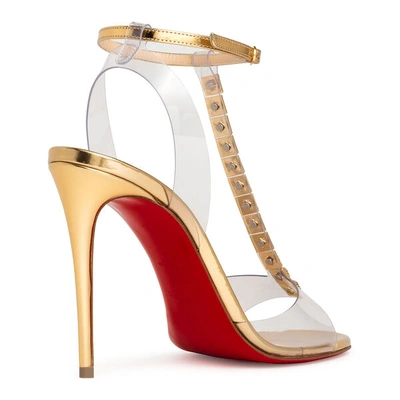 Shop Christian Louboutin Jamais Assez 100 Pvc And Gold Sandals In Gold/transparent